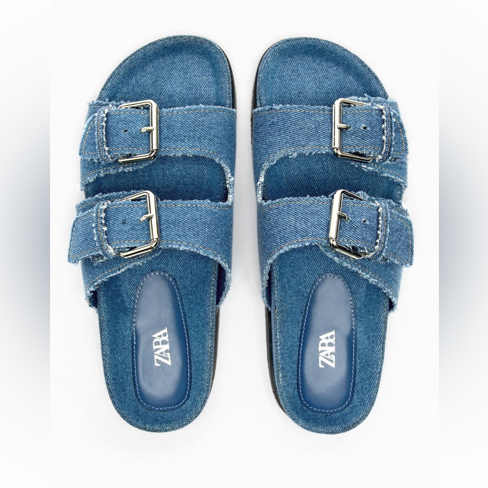 Zara Flat Denim Sandals